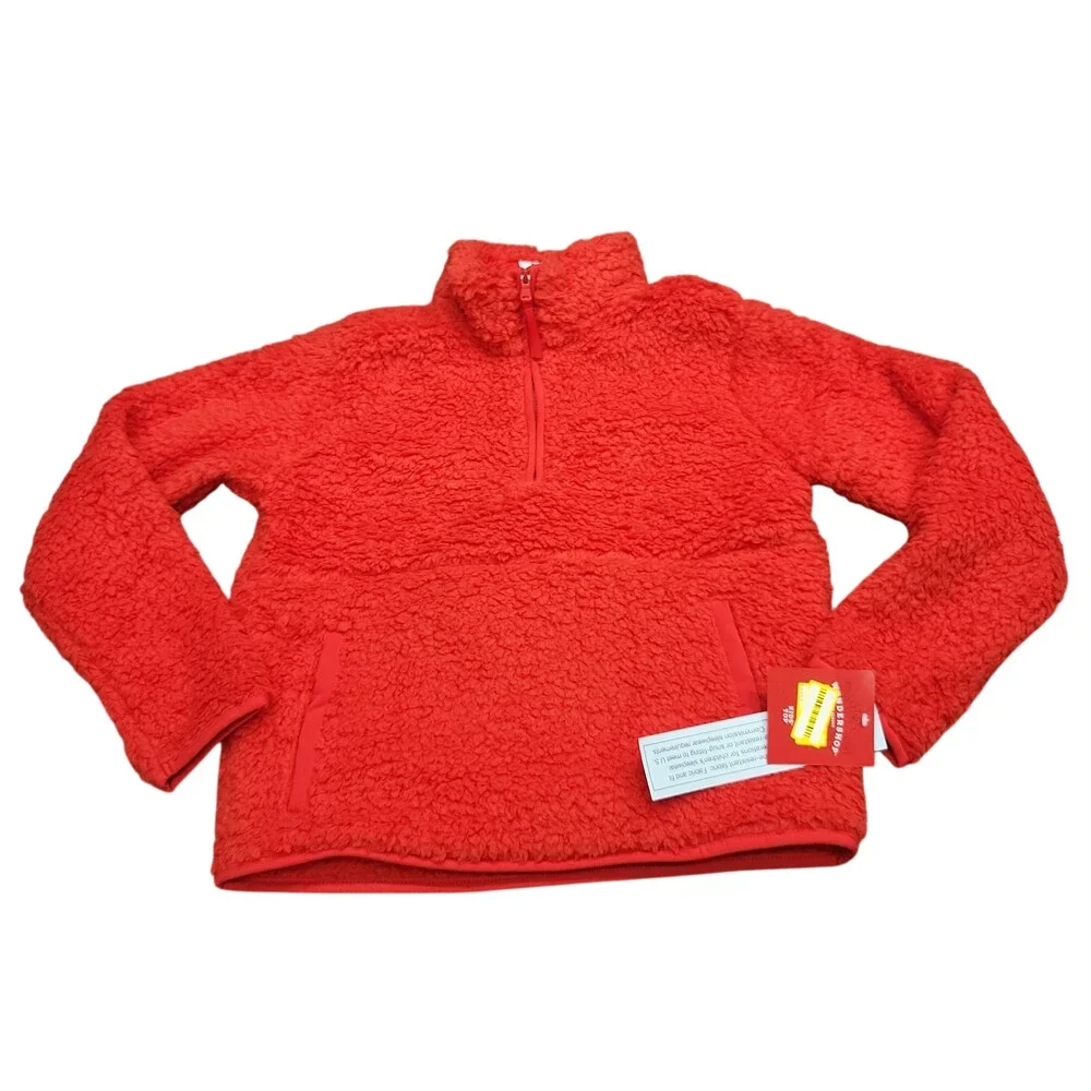 Kids Faux Shearling Half Zip Up Pajama Pullover - Wondershop Red Size Medium 8